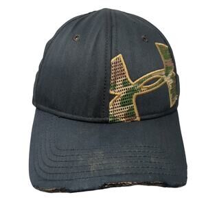 Under Armour Camo Logo Fitted Baseball Hat Black Large Vent Holes